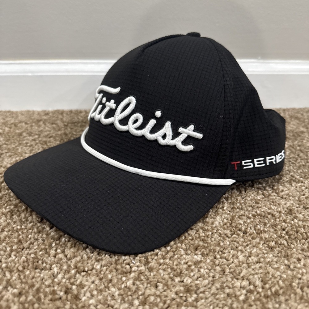 Titleist T-Series Golf Snapback Hat Stitched Embroidered Black Adjustable
